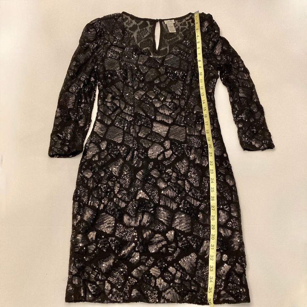 Cache Sequined Long Sleeve Cocktail Bodycon Dress Black Womens Size 6 - Picture 5 of 8